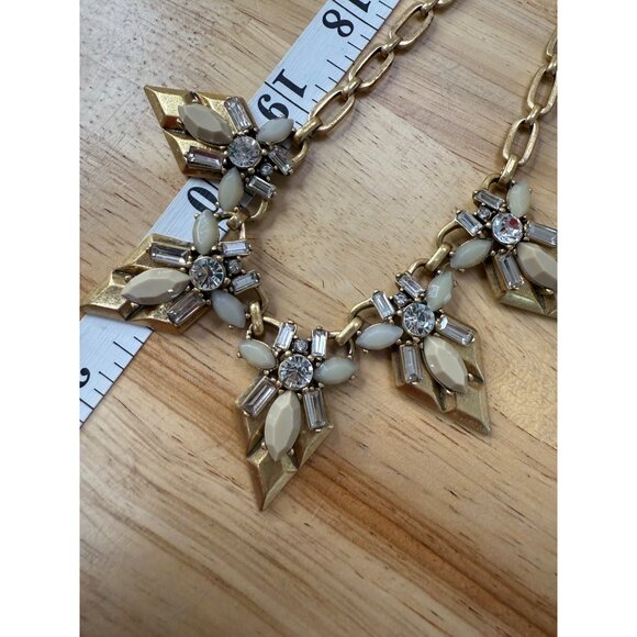 J. Crew Statement Gold-Tone Necklace With Cream Stones & Crystal Accents - Picture 3 of 7